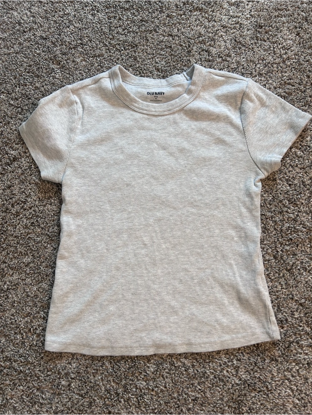 Old Navy Light Grey Ribbed Short Sleeve Tee